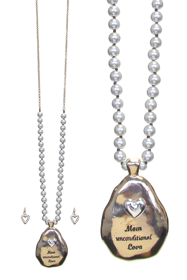 Mother day theme long necklace set - mom unconditional love