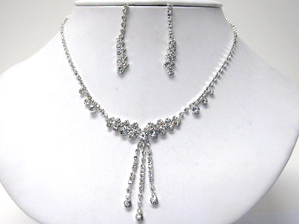 Rhinestone y shape party necklace earring set