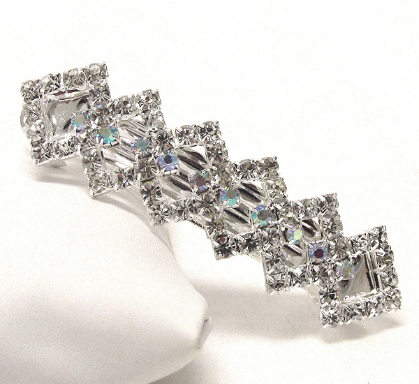 Rhinestone and crystal deco square hair pin