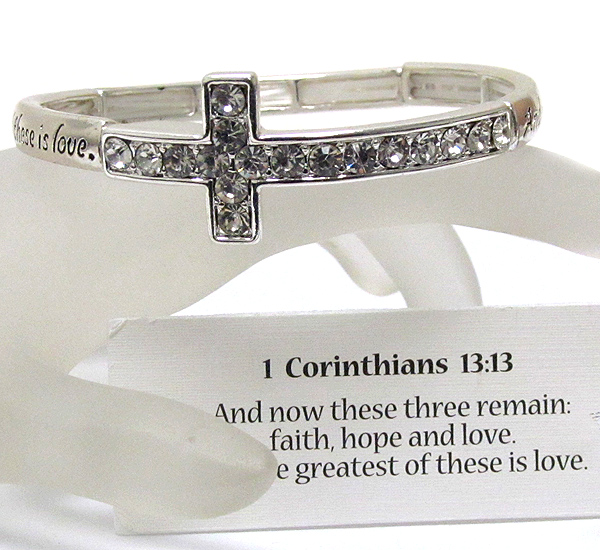 Religious message stretch bracelet - cor 1:13 - bookmark included