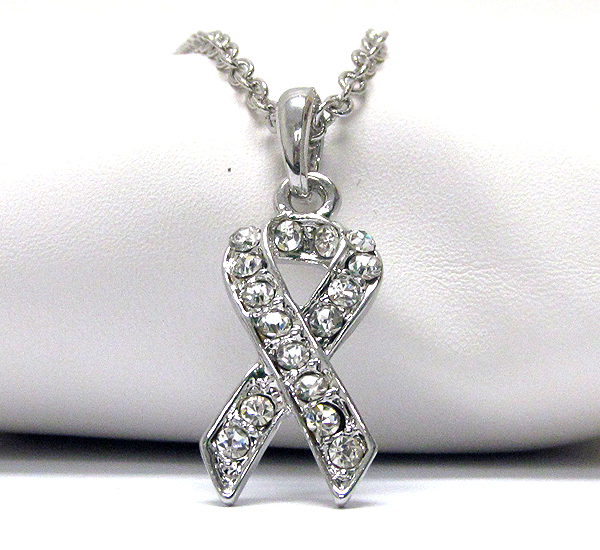 Crystal ribbon pendant necklace