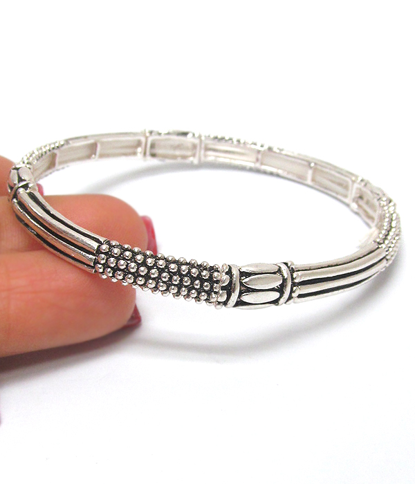 Metal filigree stackable stretch bracelet
