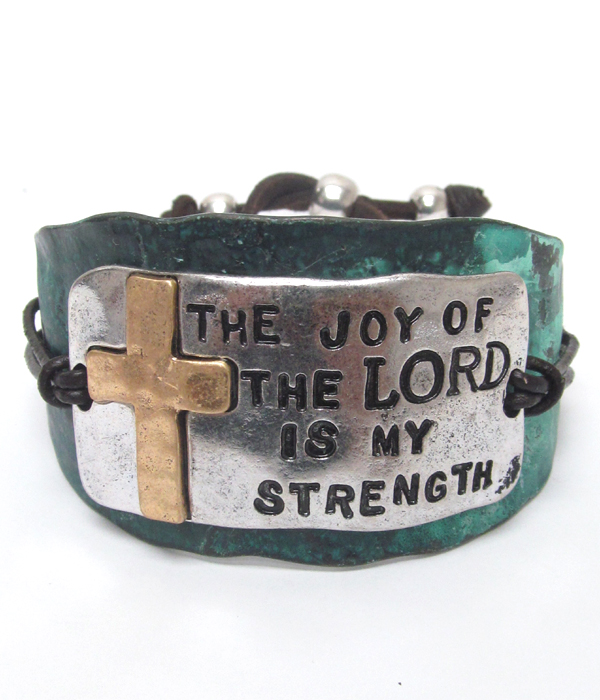 Bible theme vintage patina bulk bar pull and tie bracelet