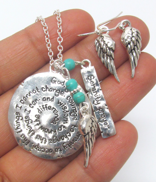 Serenity prayer theme charm necklace set