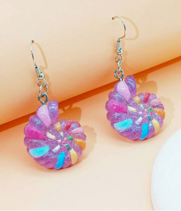 Sealife theme resin earring - spiral shell