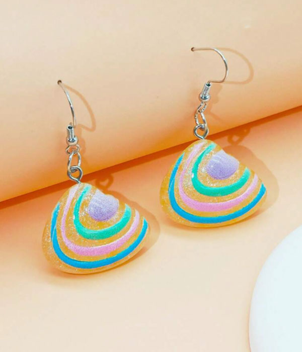 Sealife theme resin earring - snail shell