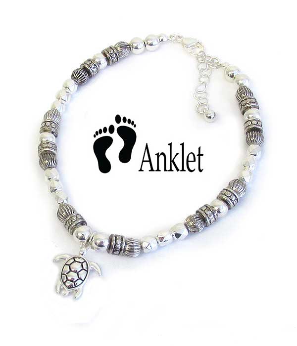 Sealife theme charm anklet - turtle