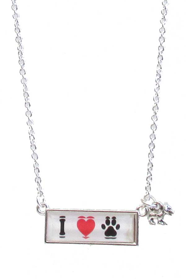 PET LOVERS THEME FACET PENDANT NECKLACE - PAW