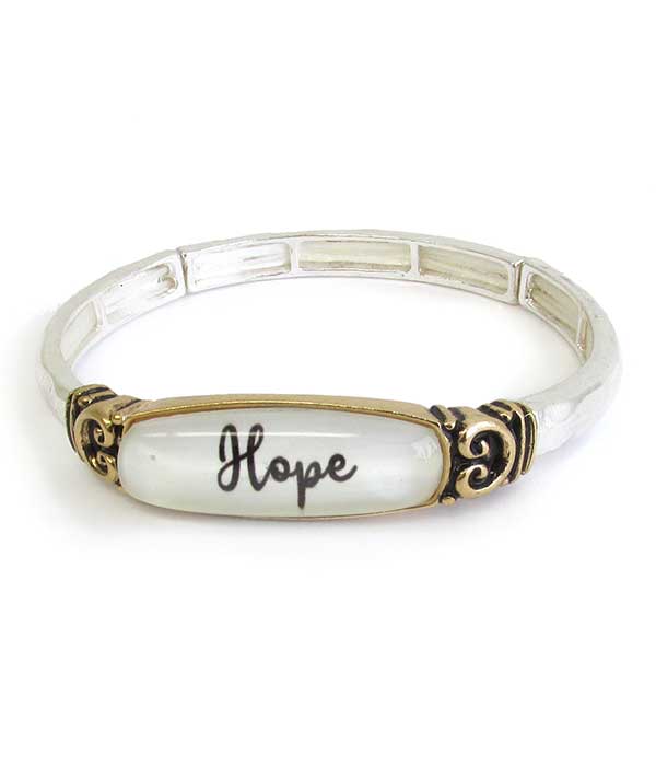 RELIGIOUS INSPIRATION AND DESIGNER TEXTURED STRETCH BRACELET - HOPE