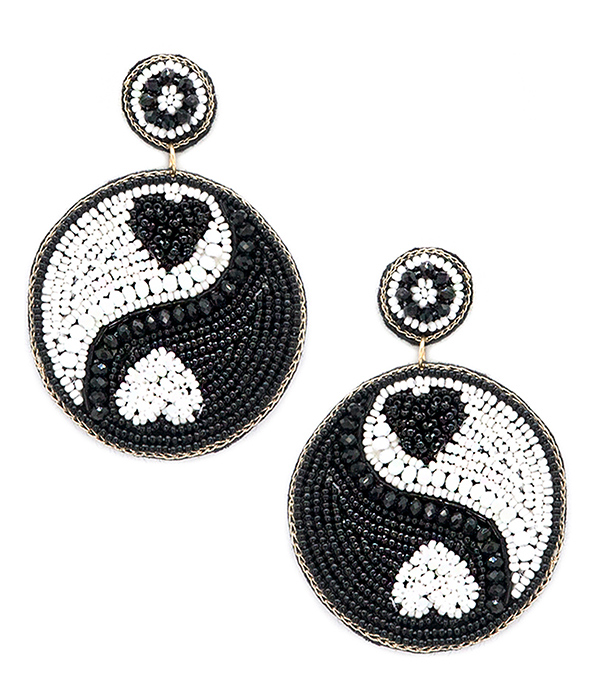 HANDMADE MULTI SEEDBEAD YIN YANG EARRING