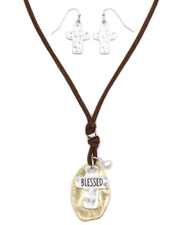 Handmade cross necklace set - blessed