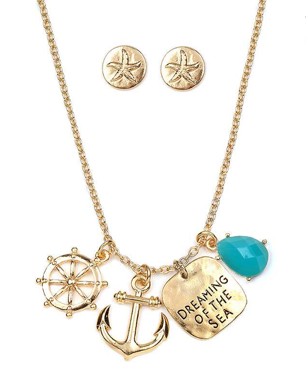 Handmade plate and anchohr necklace set - dreaming of the sea