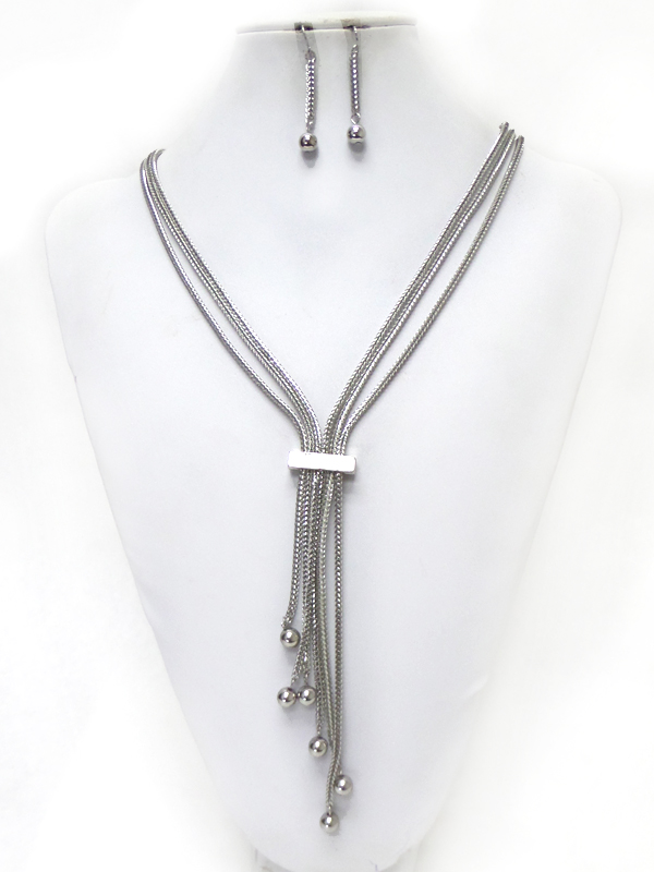Multiple chains with ball drop necklace set 