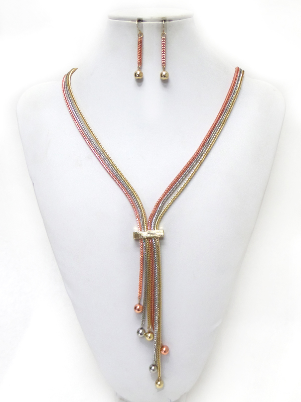 Multiple chains with ball drop necklace set