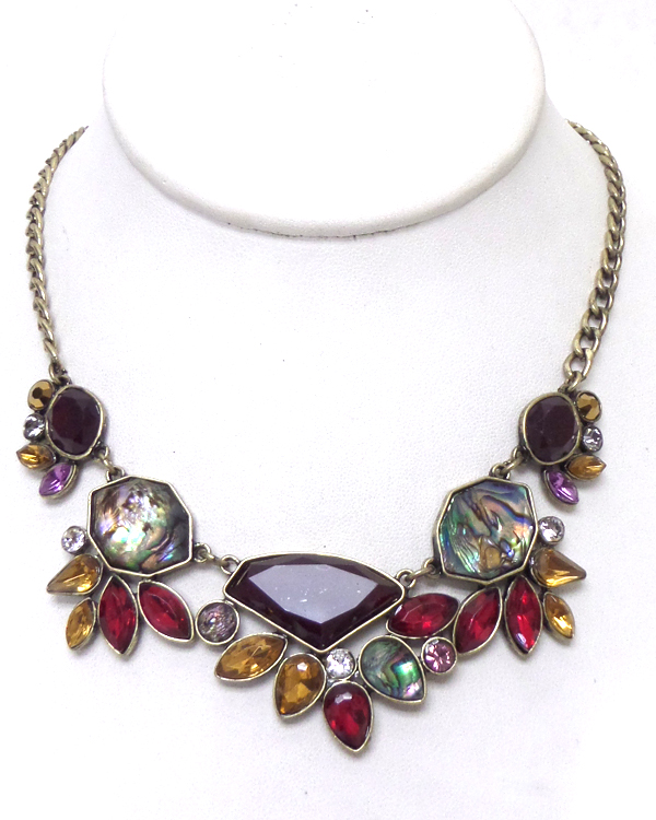 Retro vintage  multi stones with crystals necklace set