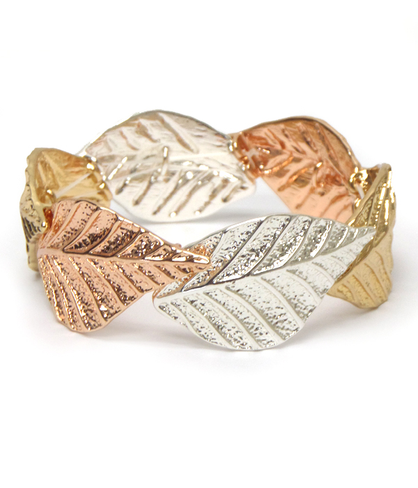 Multi metal leafs stretch bracelet 