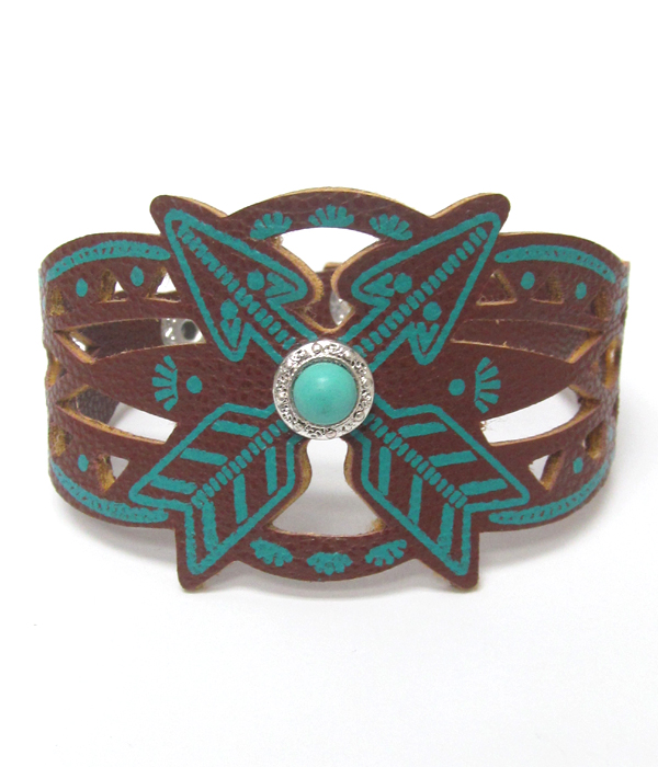 Faux leather cut out arrow bracelet