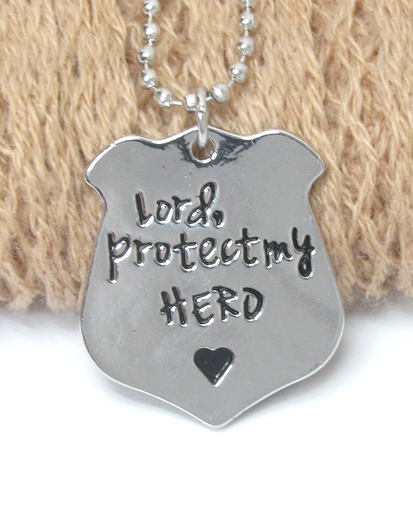 Inspiration message pendant necklace - protect my hero