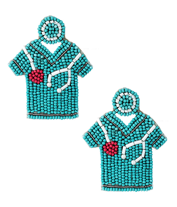Nurse theme handmade multi seedbead earring