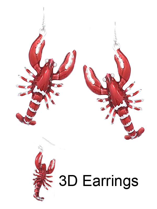 SEALIFE THEME 3D EPOXY EARRING - LOBSTER