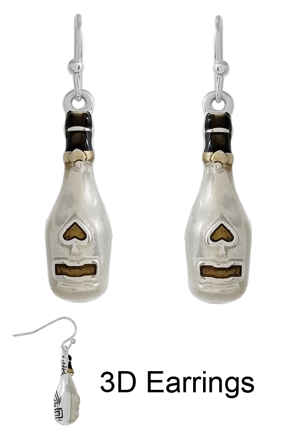 3d epoxy champaign bottle earring
