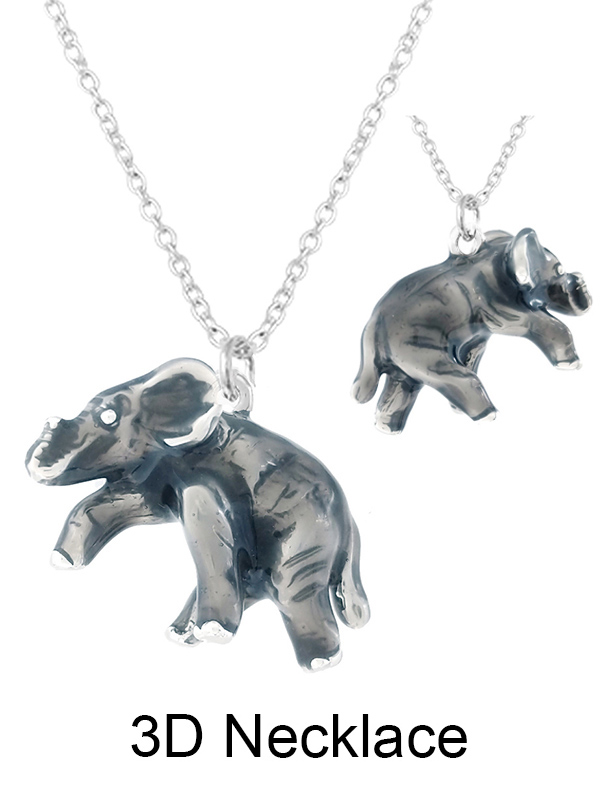 Animal theme 3d epoxy pendant necklace - elephant