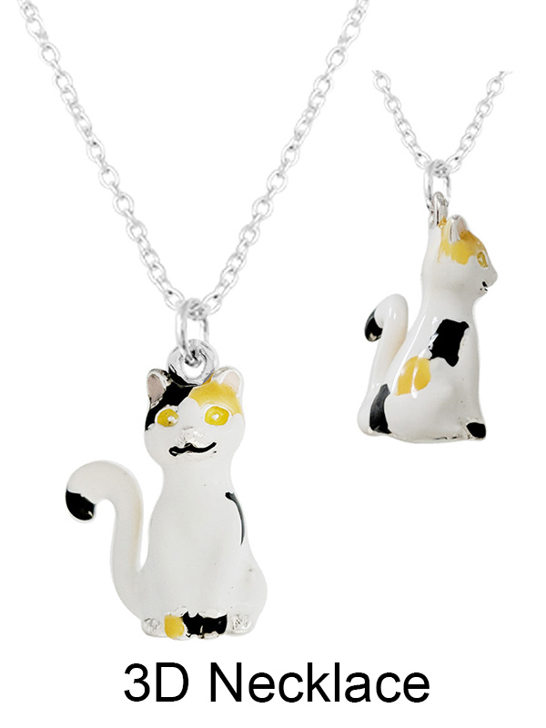 PET LOVERS THEME 3D EPOXY PENDANT NECKLACE - CAT