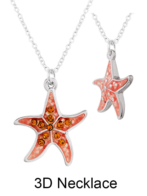 Sealife theme 3d epoxy pendant necklace - starfish