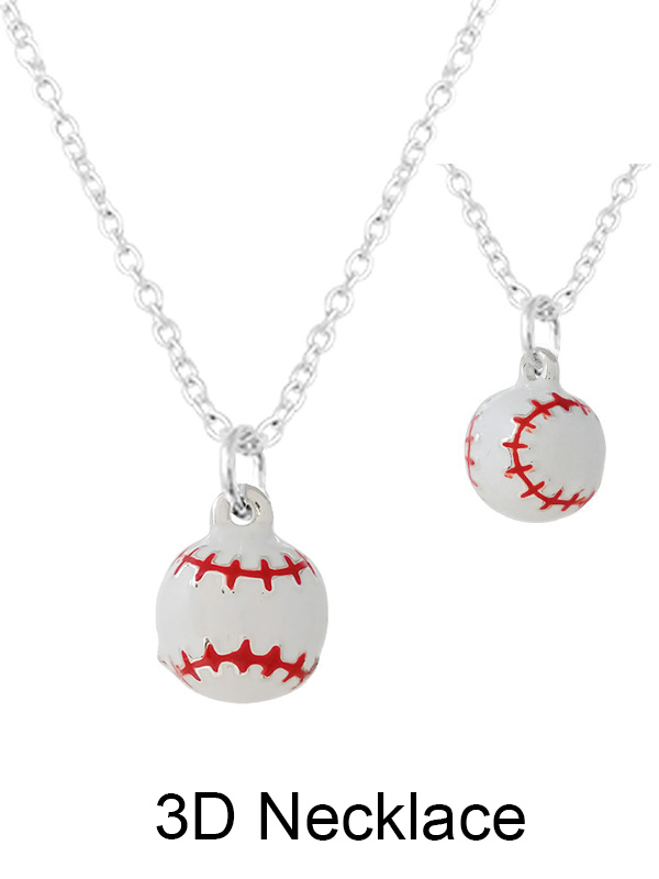 SPORT THEME 3D EPOXY PENDANT NECKLACE - BASEBALL