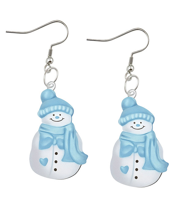Christmas theme acrylic snowman earring