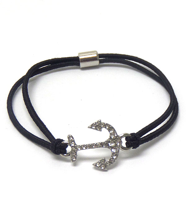 Crystal pave anchor stretch bracelet or ponytail band