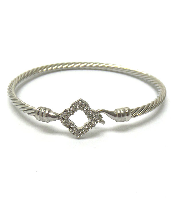 Crystal clover and twisted bangle bracelet