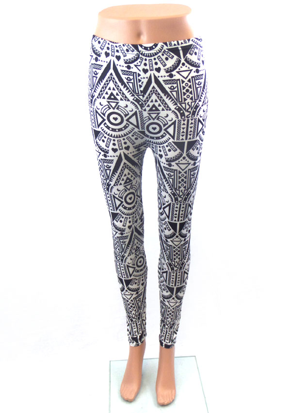 Tribal print elastic leggings