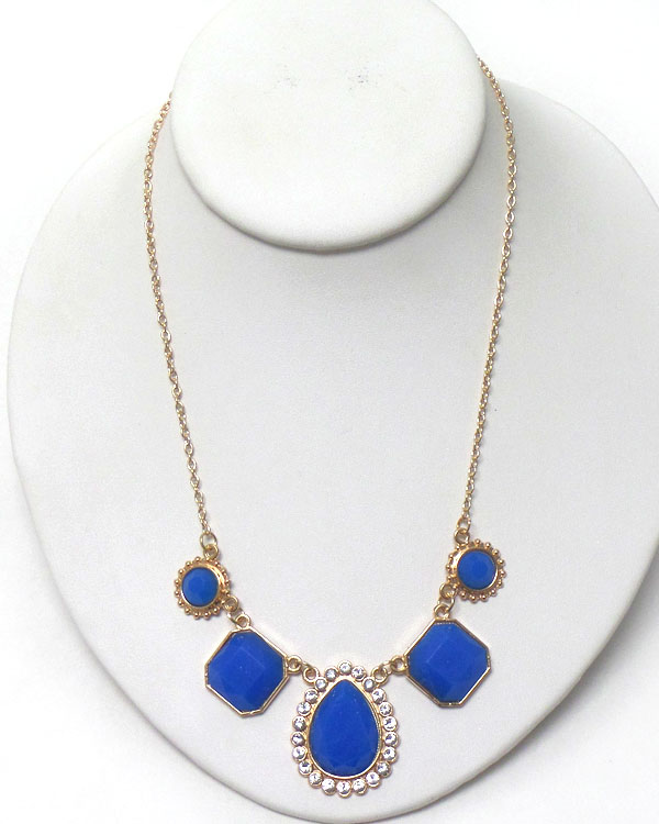 Multi geometric shape link necklace