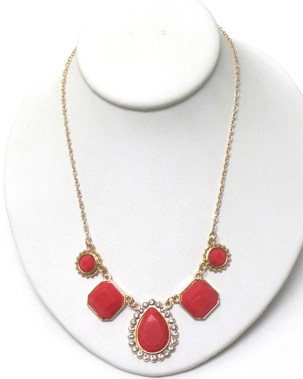 Multi geometric shape link necklace