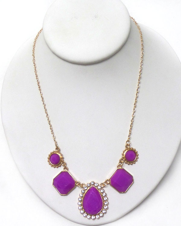 Multi geometric shape link necklace