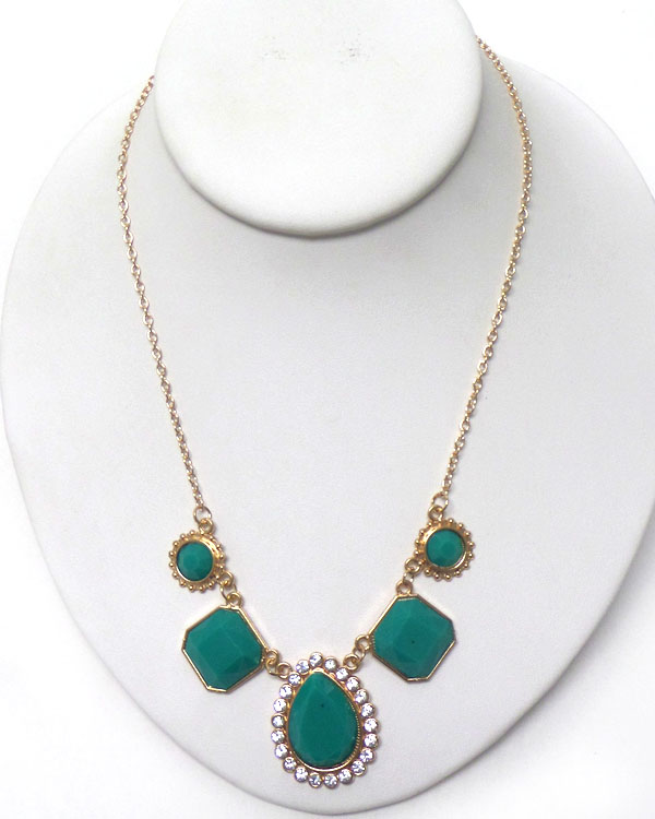 Multi geometric shape link necklace