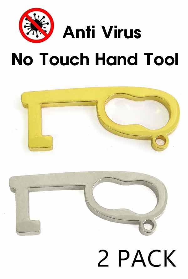 SAFETY TOUCH VIRUS PROTECTOR,DOOR OPENER,KEYPAD ENTRY,STAY WELL HAND TOOL - 2 PCS METAL ALLOY SET