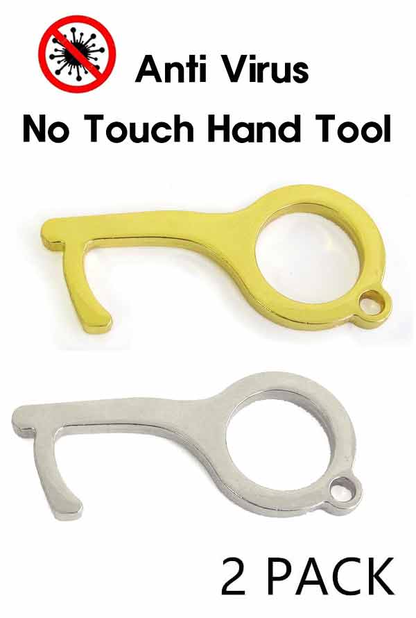SAFETY TOUCH VIRUS PROTECTOR,DOOR OPENER,KEYPAD ENTRY,STAY WELL HAND TOOL - 2 PCS METAL ALLOY SET