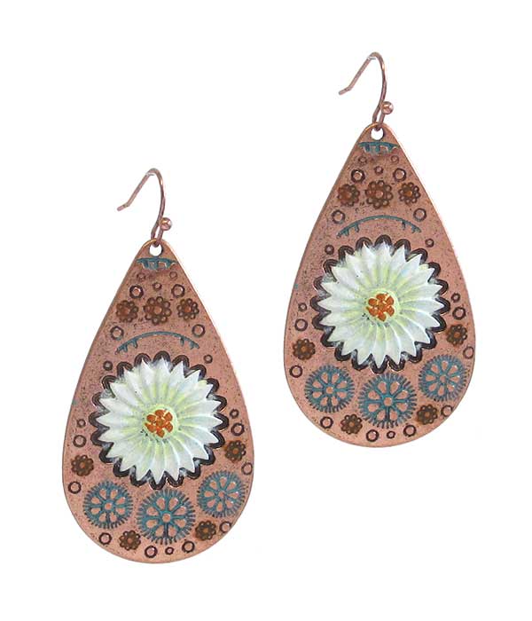 Sunflower teardrop earring