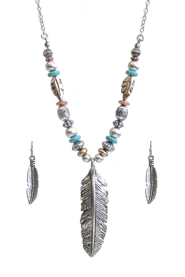 WESTERN THEME LEAF NECKLACE SET