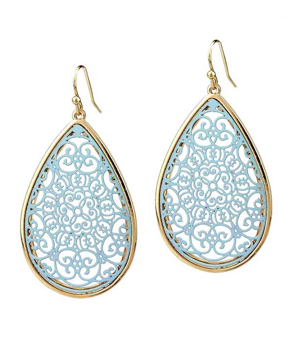 METAL FILIGREE TEARDROP EARRING