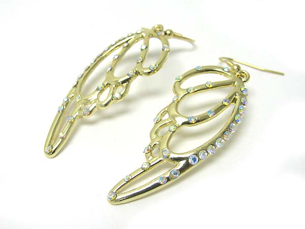 Crystal stud angel wing earring