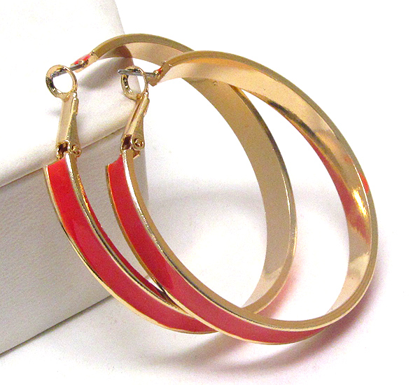 Epoxy deco metal hoop earring - hoops