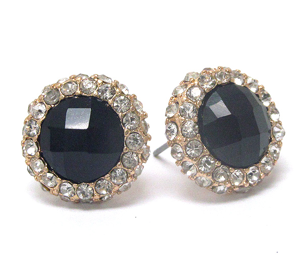 Facet acrylic stone center and crystal deco earring