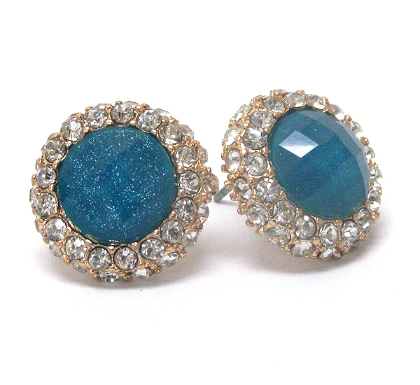 Facet acrylic stone center and crystal deco earring