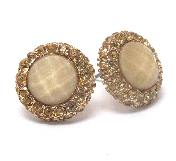 Facet acrylic stone center and crystal deco earring
