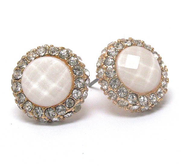Facet acrylic stone center and crystal deco earring