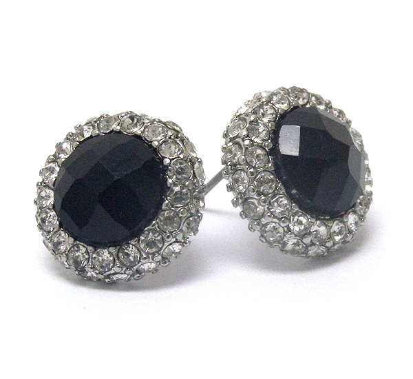 Facet acrylic stone center and crystal deco earring