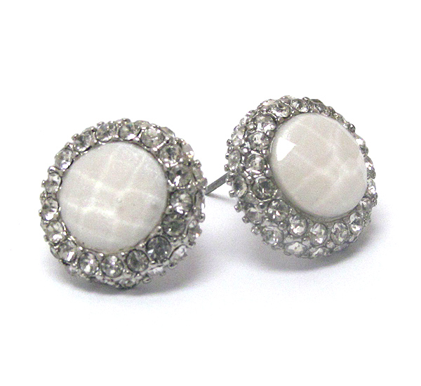 Facet acrylic stone center and crystal deco earring